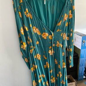 Free people Floral Teal Dress